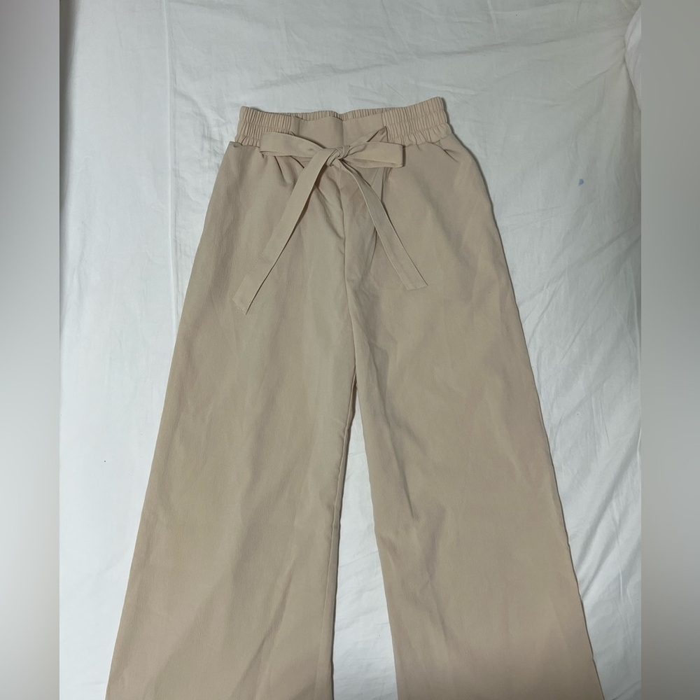 cream wide leg pants
